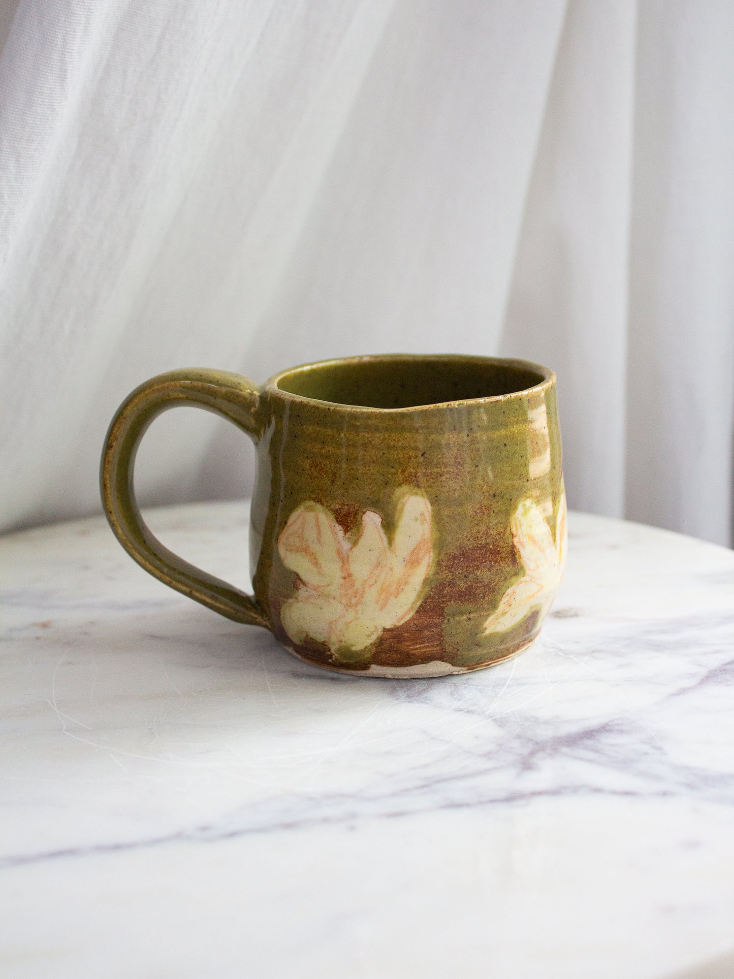 Small Hand Painted Olive Daffodil Mug No. 2