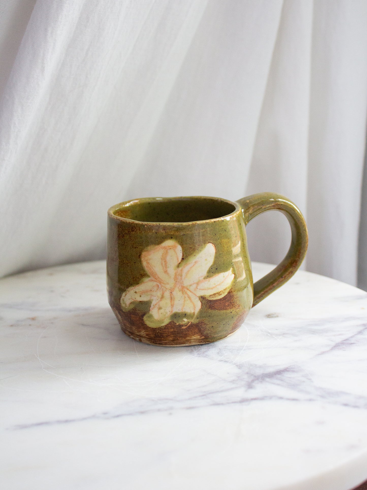 Small Hand Painted Olive Daffodil Mug No. 2