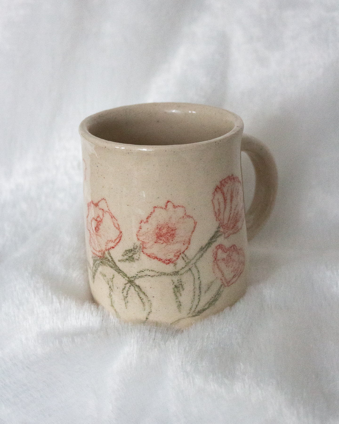 Hand Drawn Red Poppy Mug