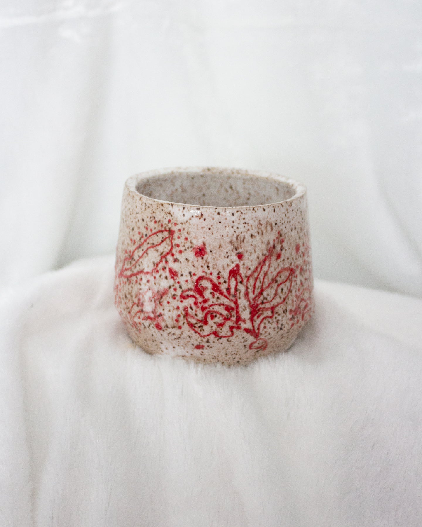 White and Red Hand Drawn Mug