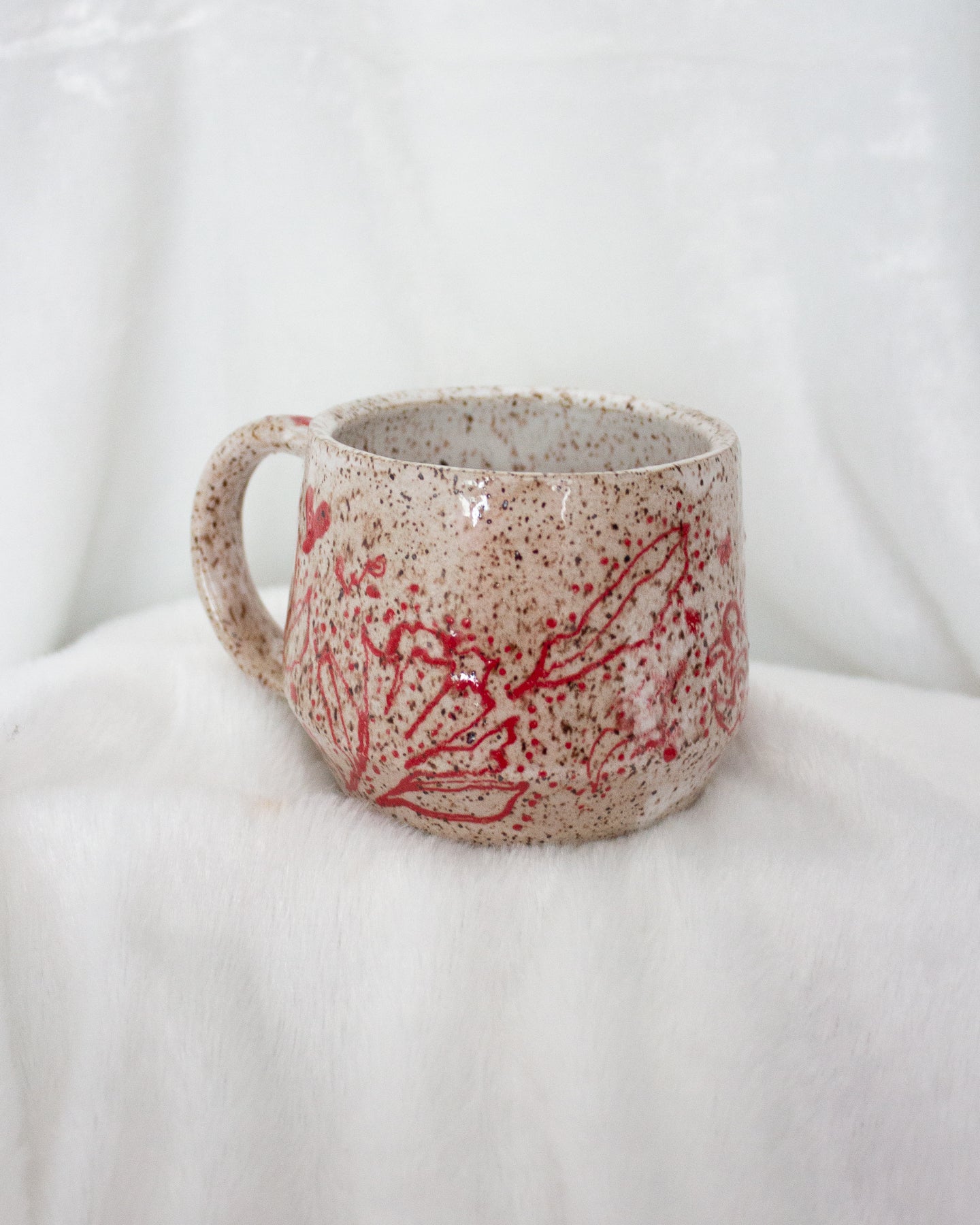 White and Red Hand Drawn Mug