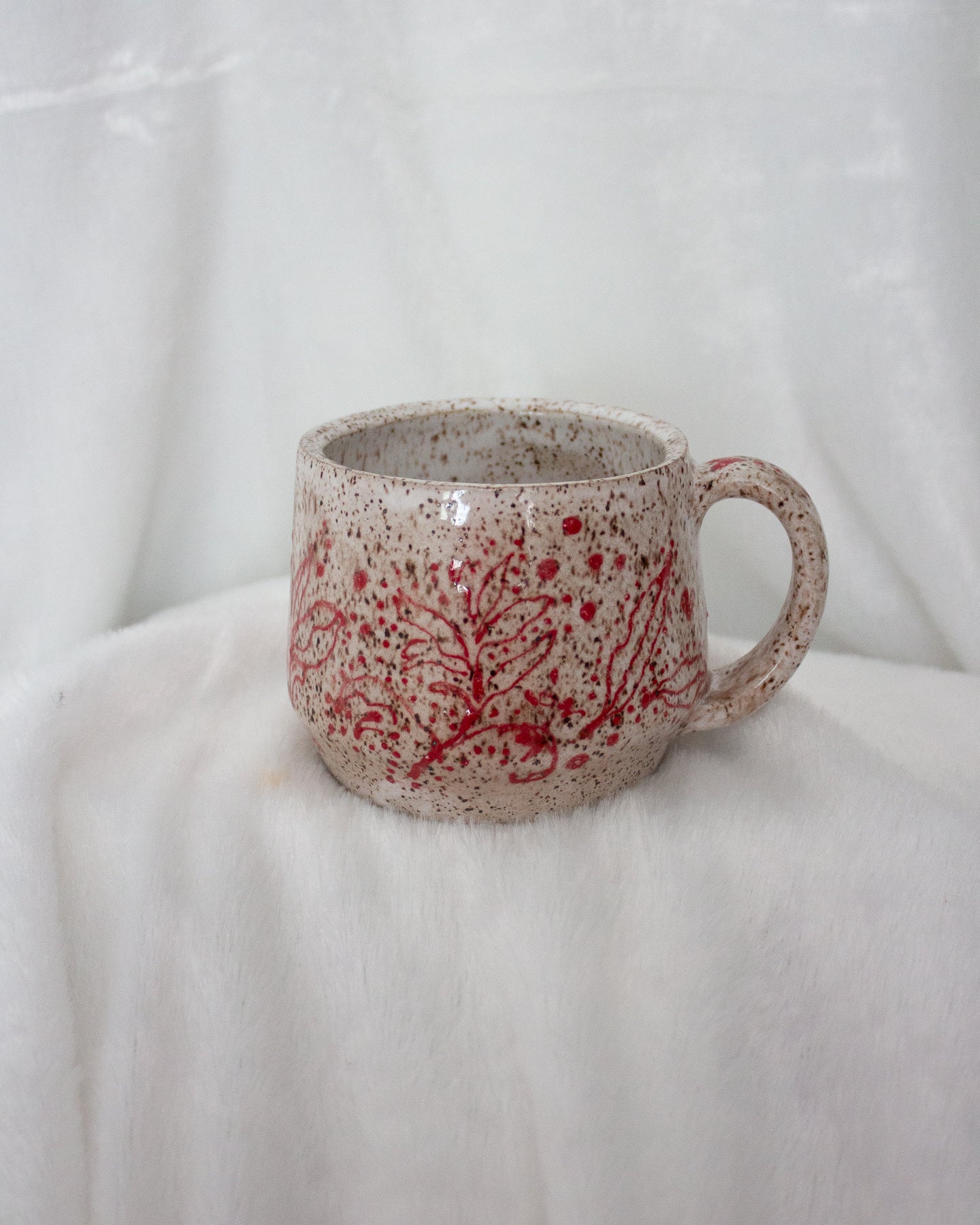 White and Red Hand Drawn Mug