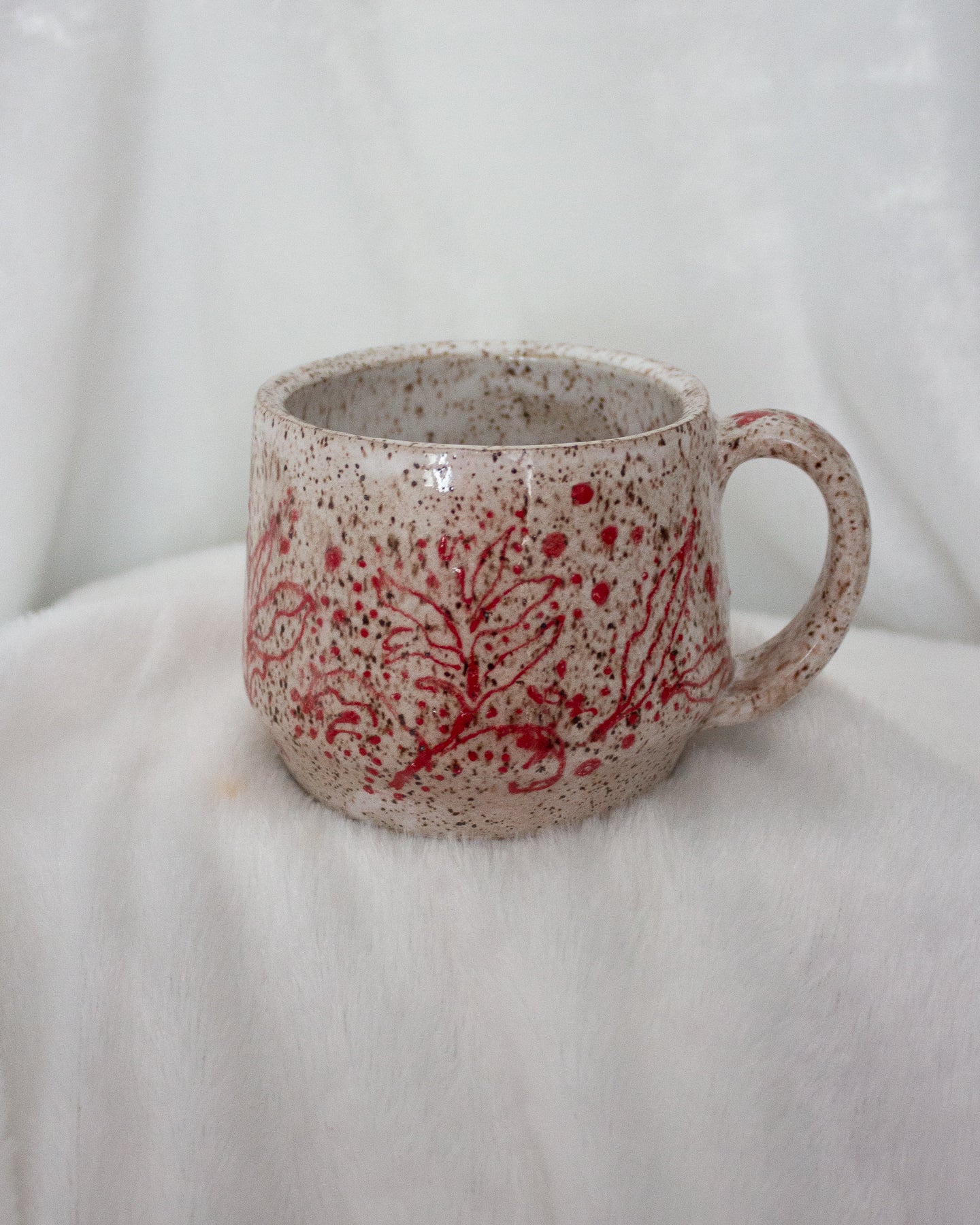 White and Red Hand Drawn Mug