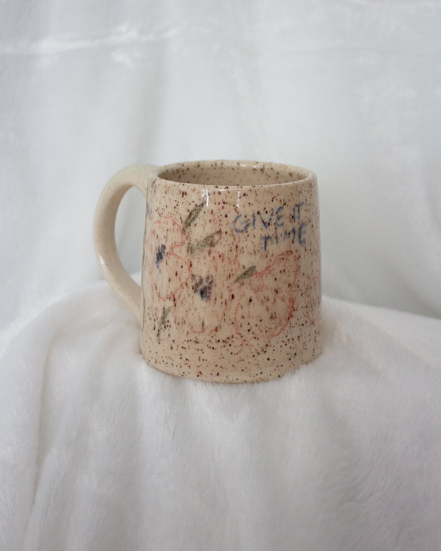 Give it Time Hand Drawn Floral Mug