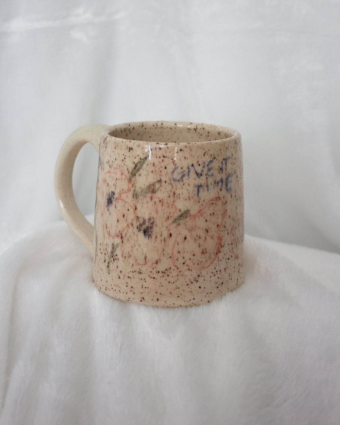 Give it Time Hand Drawn Floral Mug