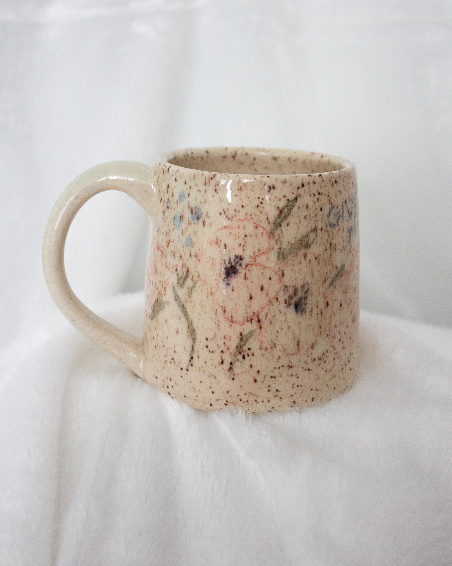 Give it Time Hand Drawn Floral Mug