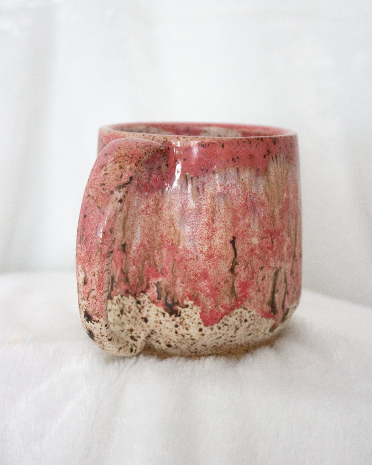 Pink and White Speckled Mug