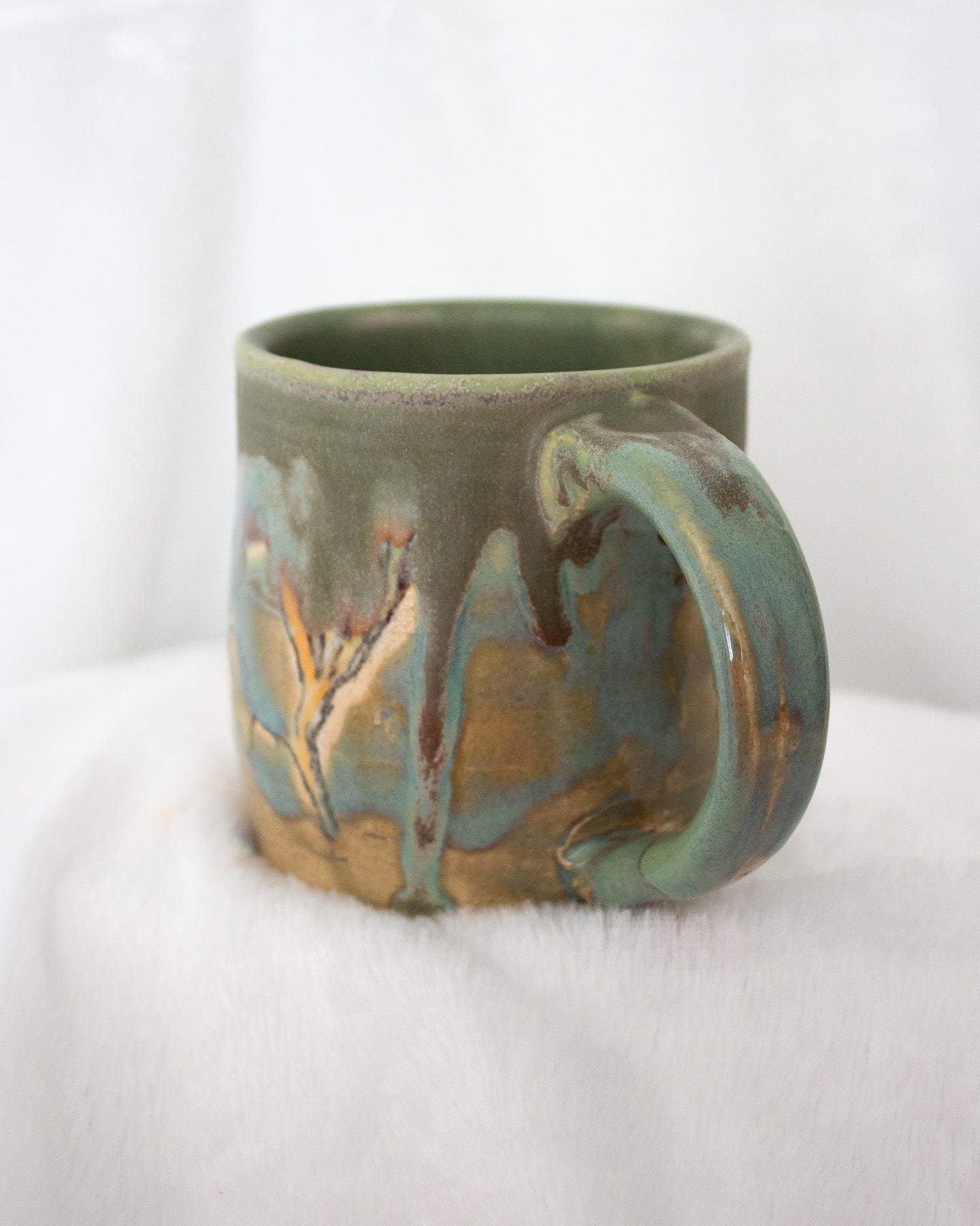 Hand Drawn Daylily Turquiose Mug