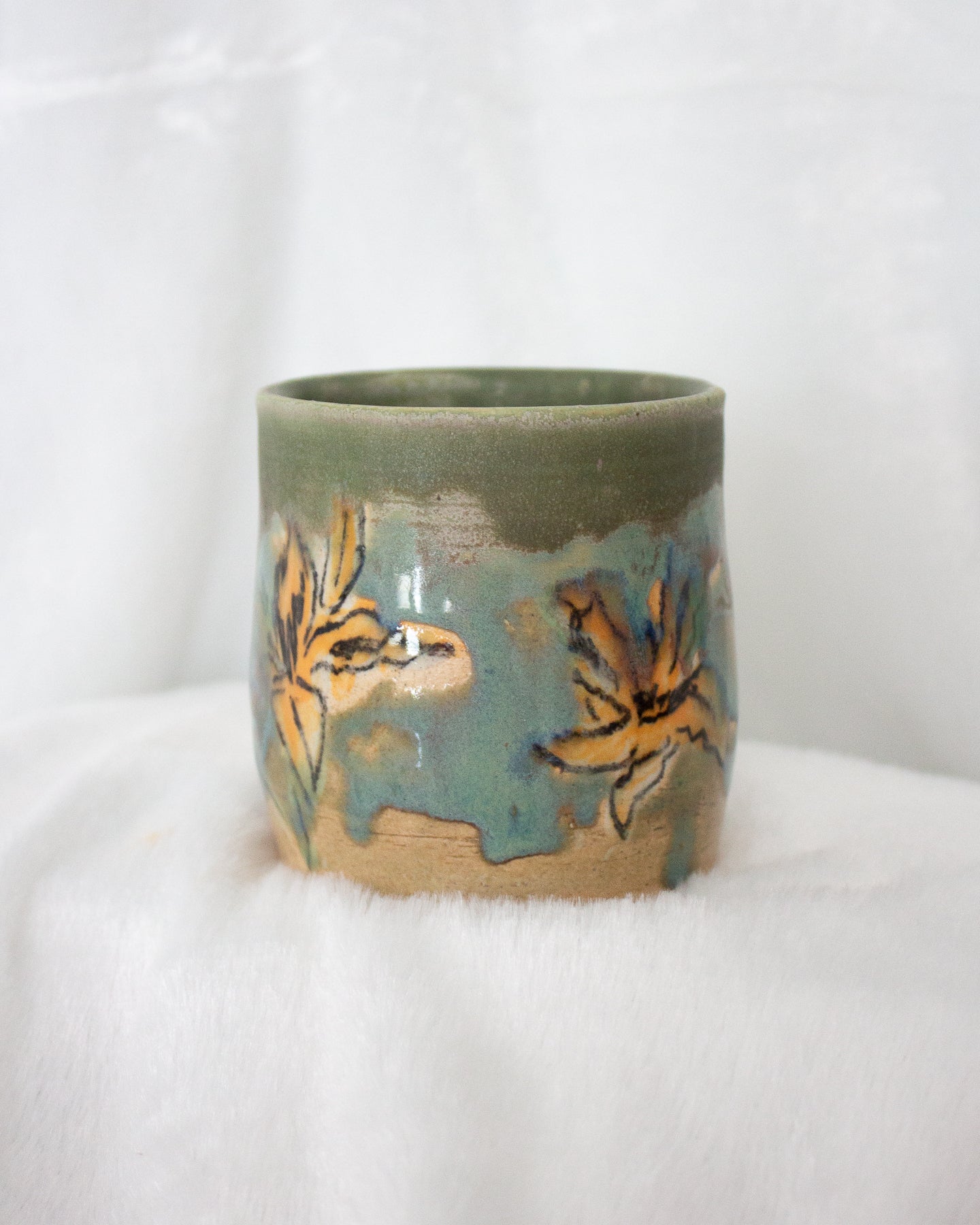 Hand Drawn Daylily Turquiose Mug