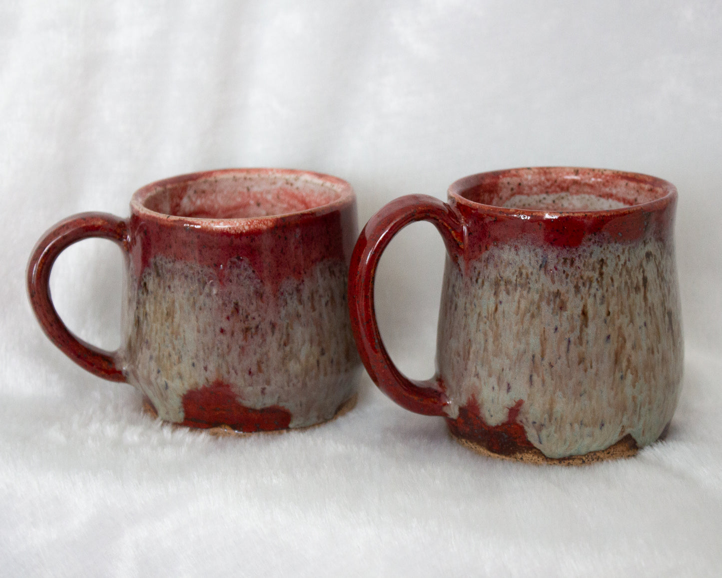 Set of Two Red & Turquoise Mugs