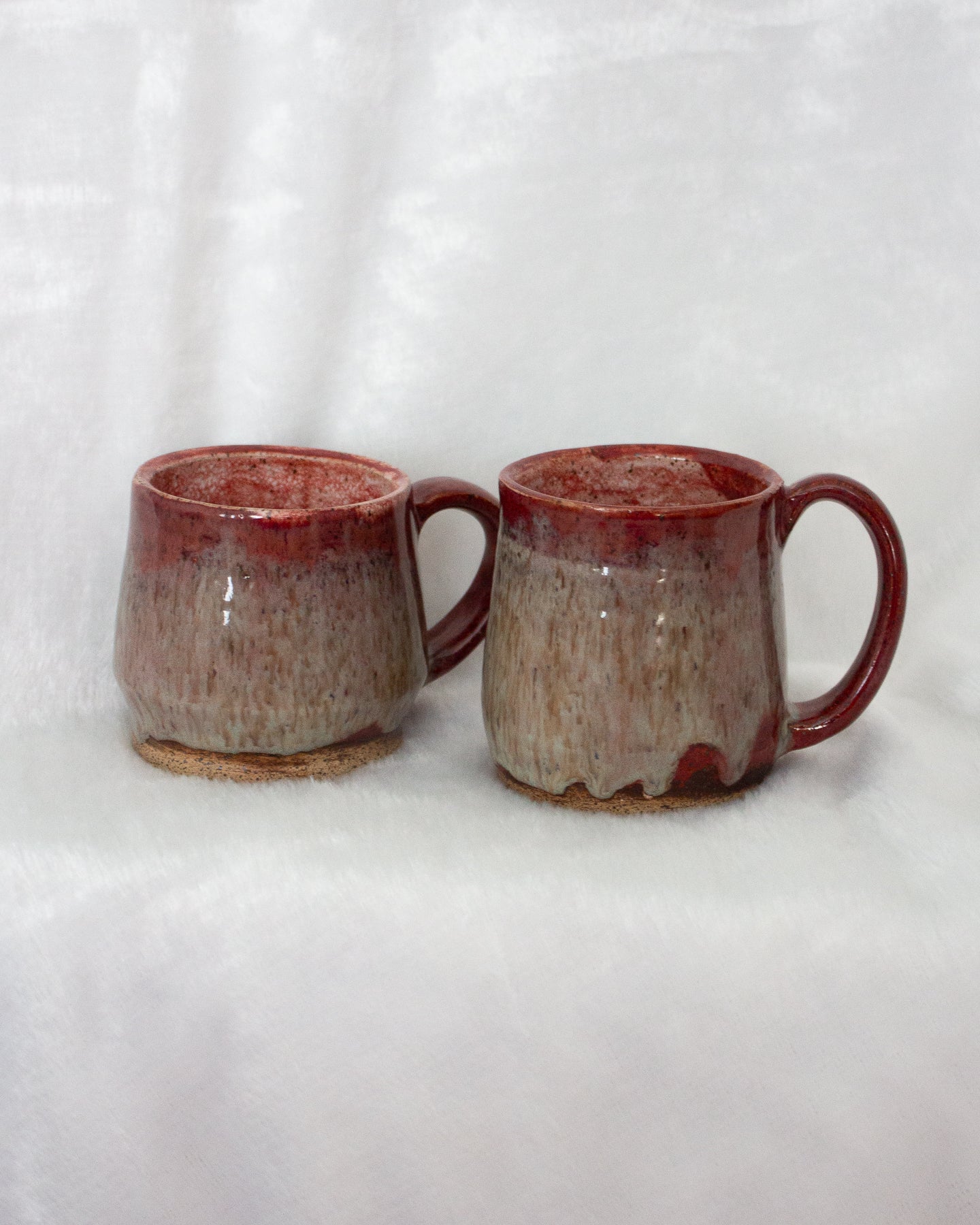 Set of Two Red & Turquoise Mugs