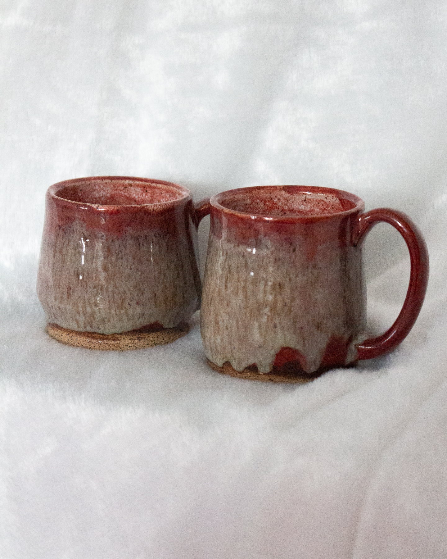 Set of Two Red & Turquoise Mugs
