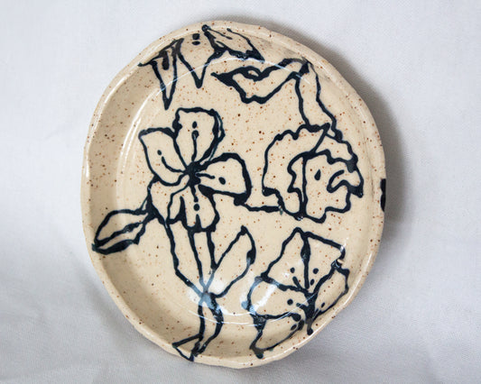 Small Black & White Floral Tray No. 1