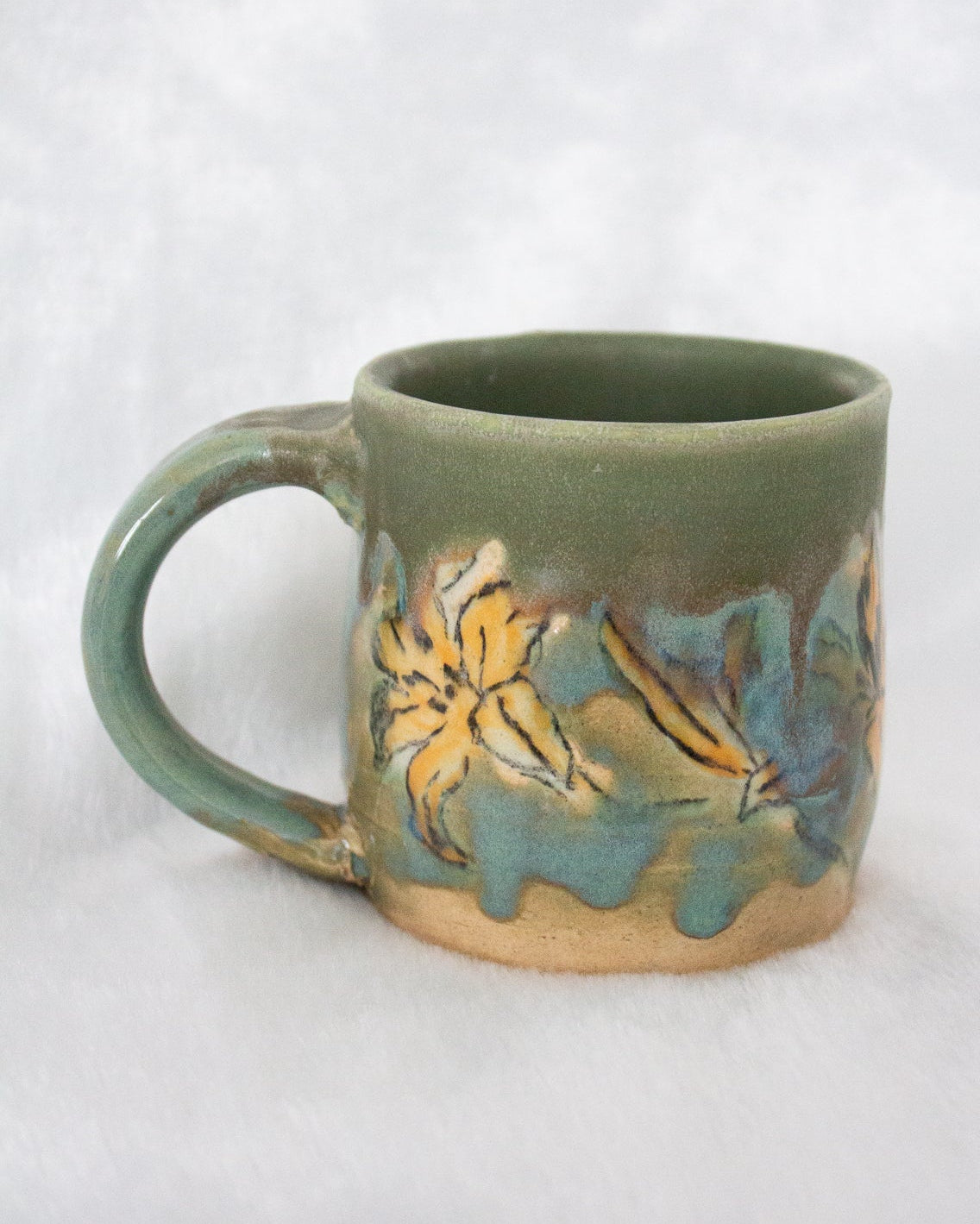 Hand Drawn Daylily Turquiose Mug
