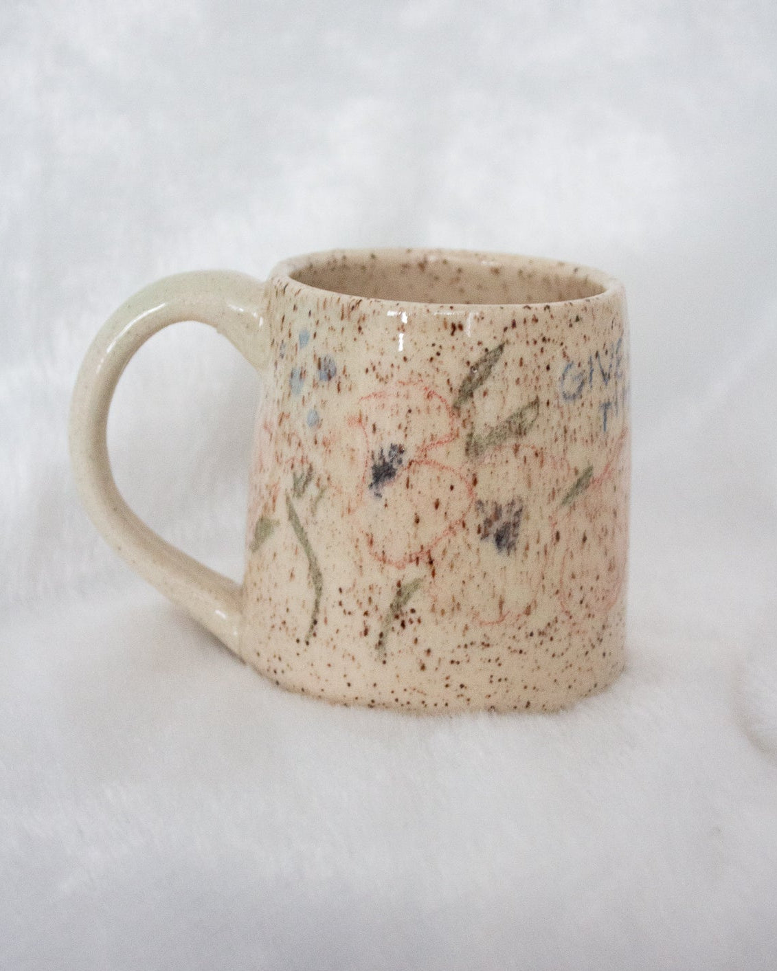 Give it Time Hand Drawn Floral Mug