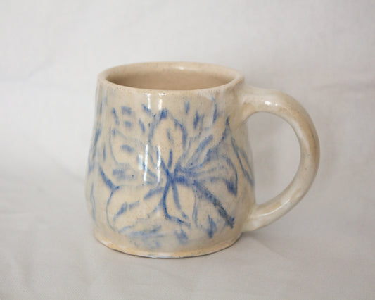 Hand Drawn Floral Blue Mug