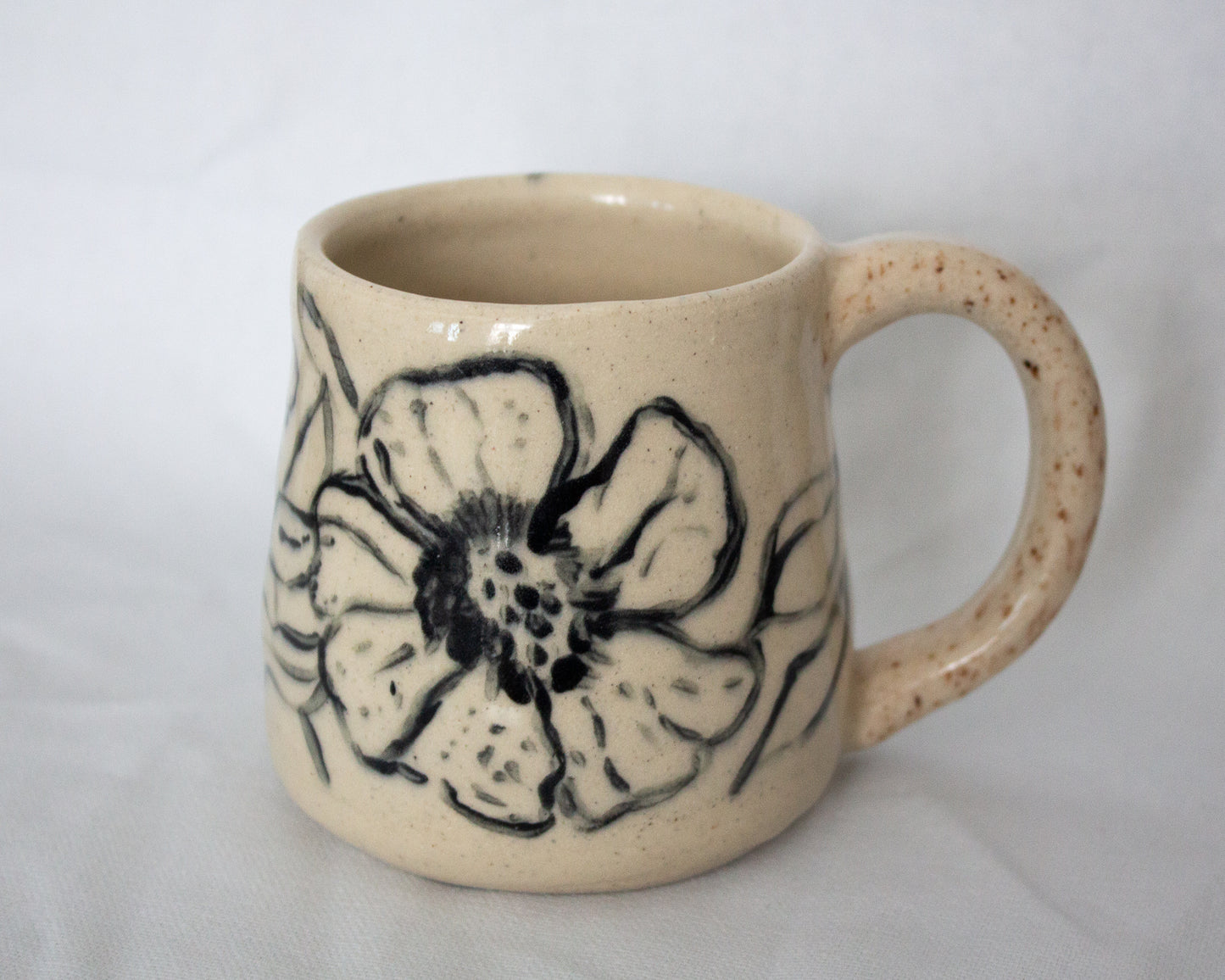 Black & White Floral Hand Painted Mug