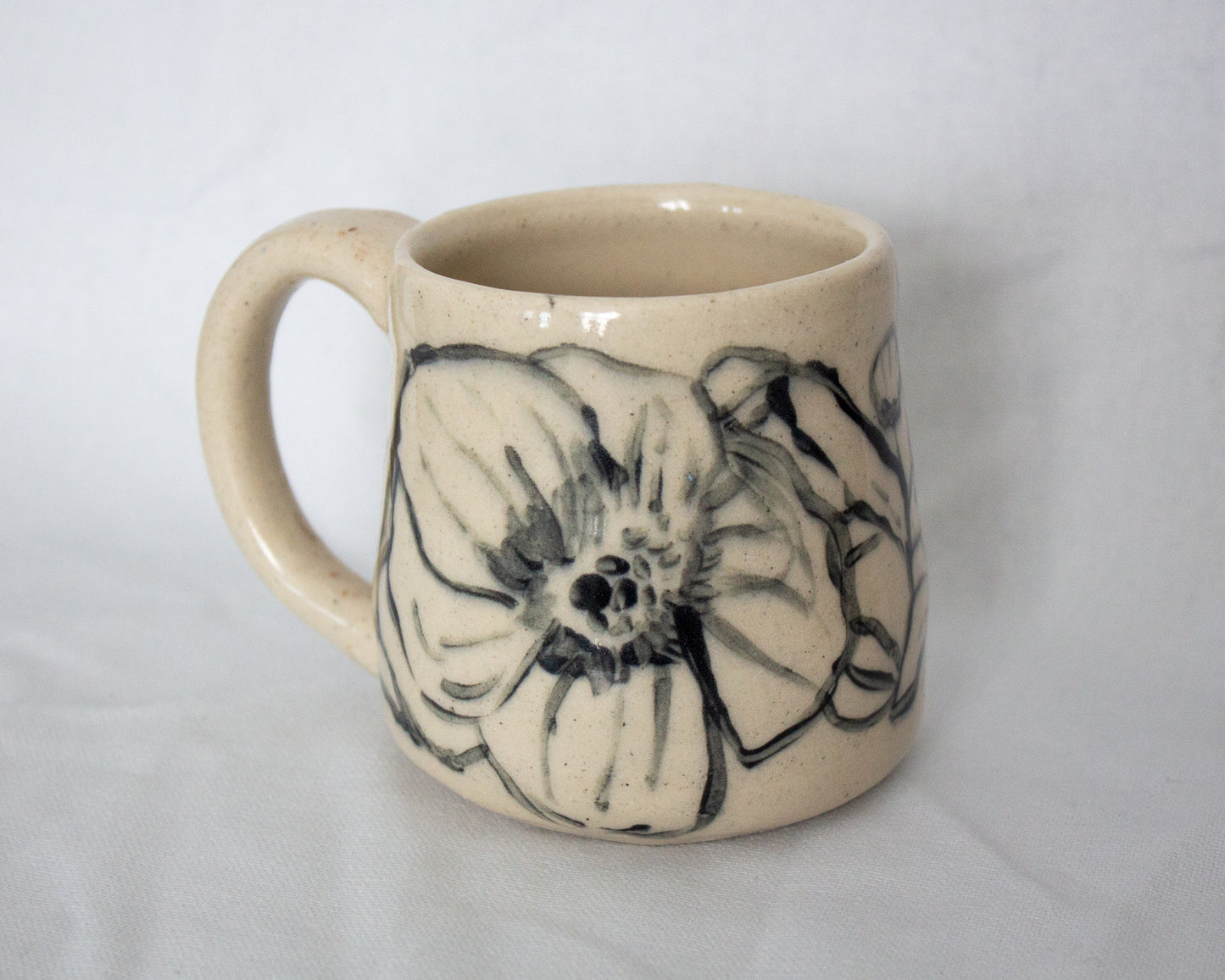 Black & White Floral Hand Painted Mug