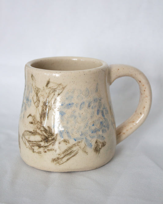 Blue and Green Hand Drawn Hydrangea Mug
