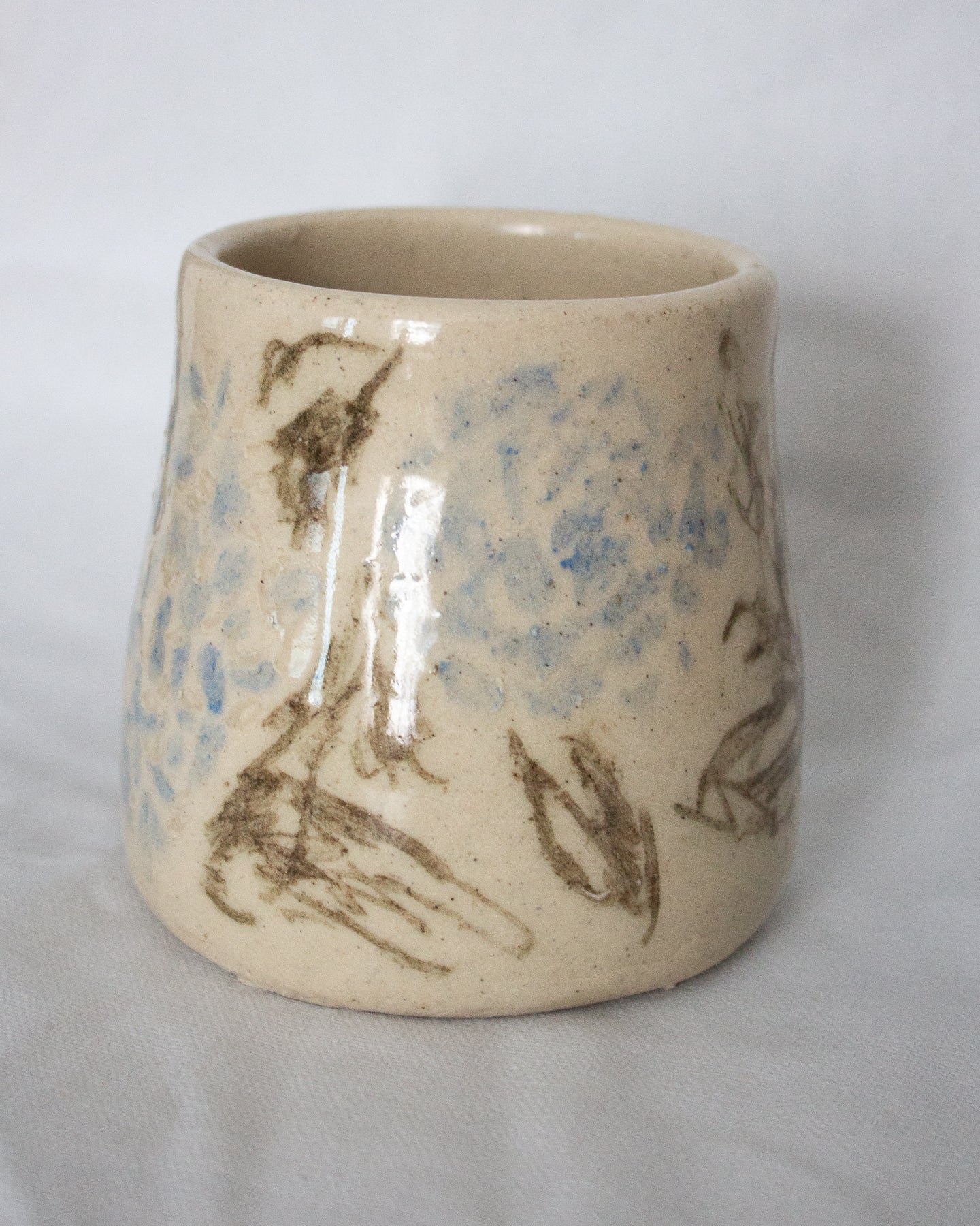 Blue and Green Hand Drawn Hydrangea Mug