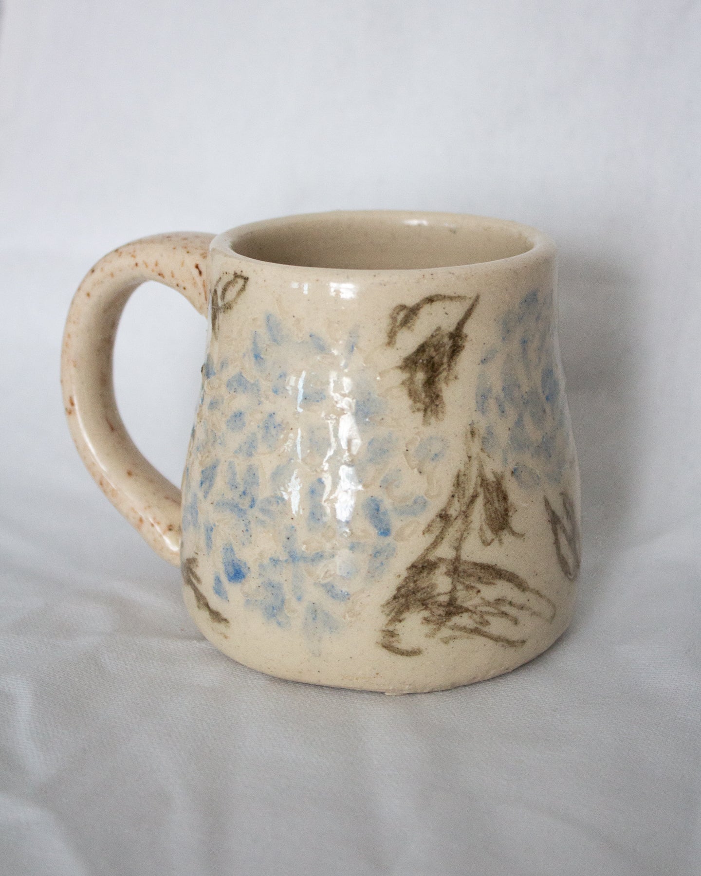 Blue and Green Hand Drawn Hydrangea Mug