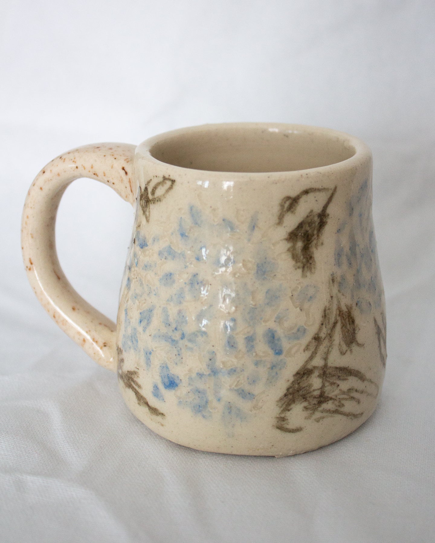 Blue and Green Hand Drawn Hydrangea Mug