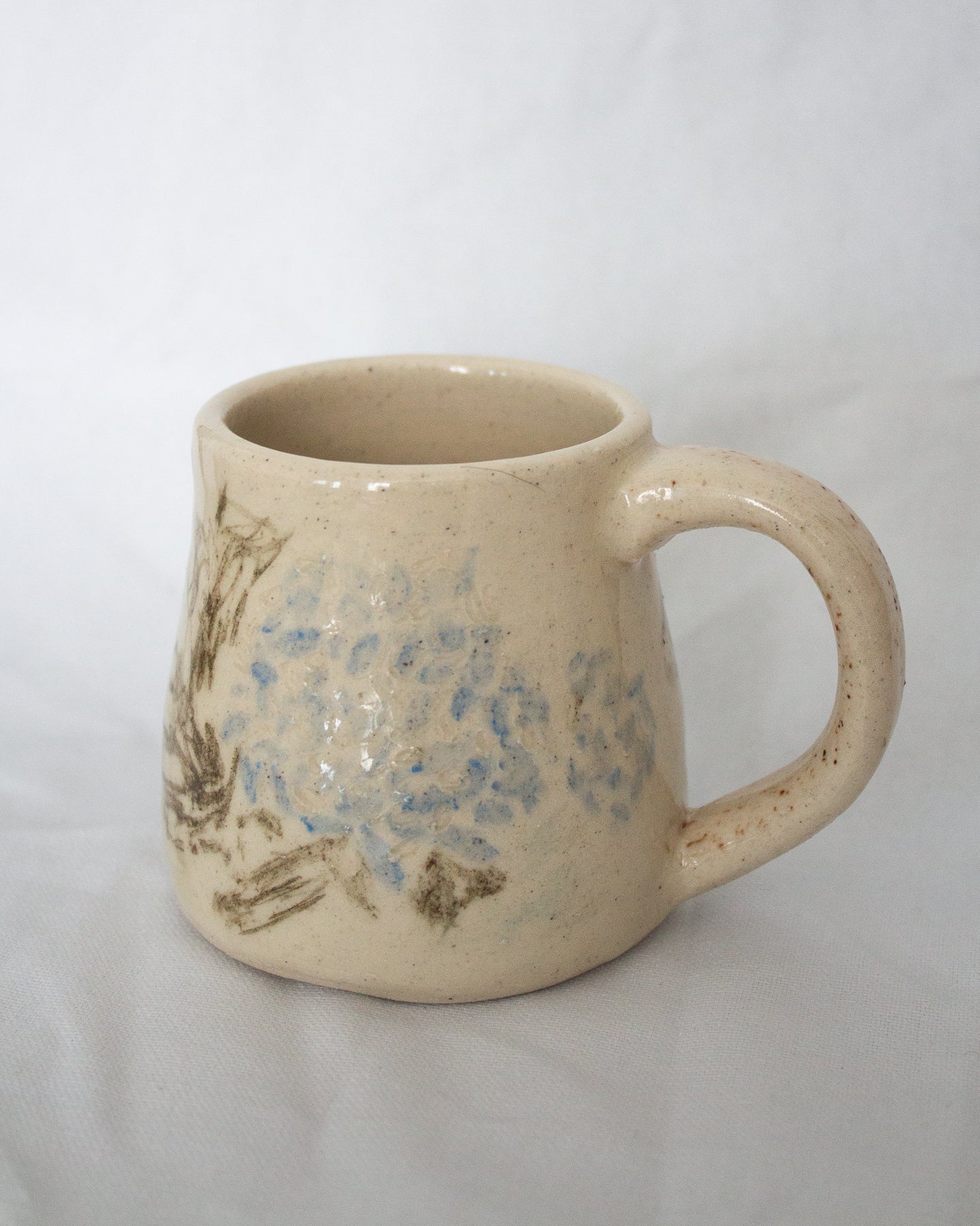 Blue and Green Hand Drawn Hydrangea Mug