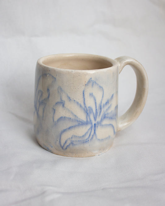 Hand Drawn Blue Abstracted Floral Mug
