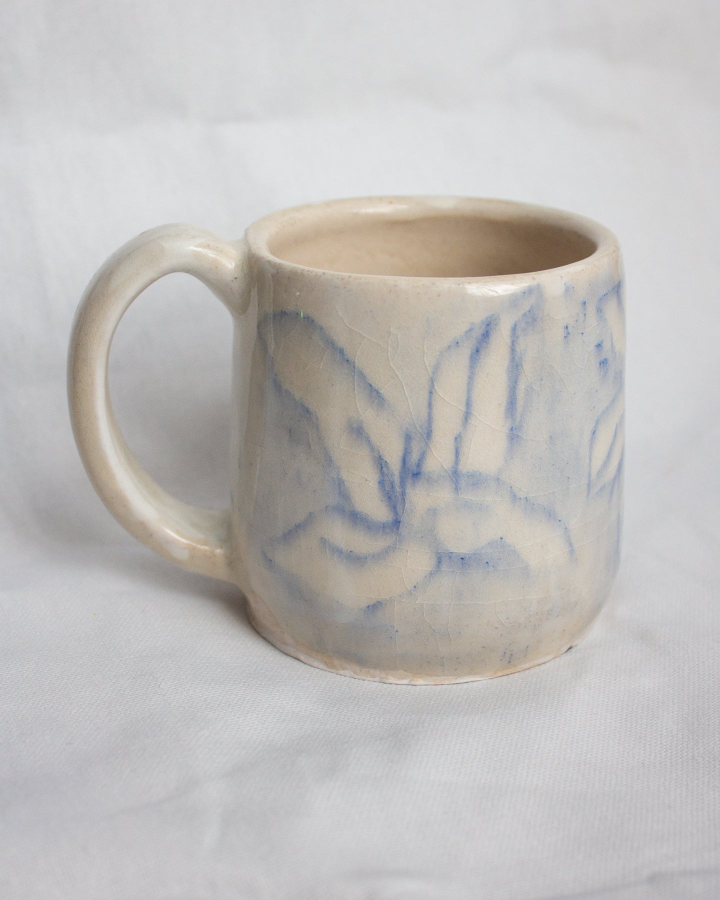 Hand Drawn Blue Abstracted Floral Mug