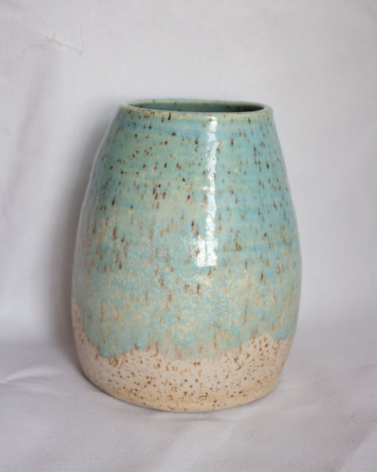 Blue and White Speckled Vase