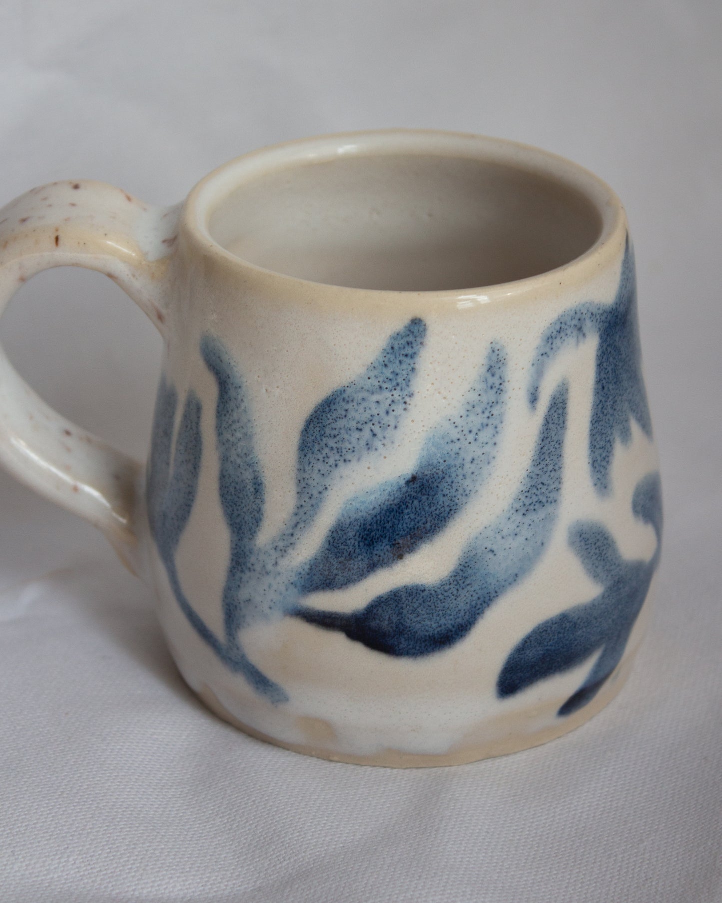 FLAWED GEMS Floral Navy & White Hand Painted Floral Mug