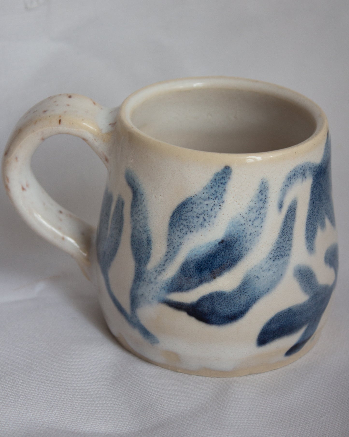 FLAWED GEMS Floral Navy & White Hand Painted Floral Mug