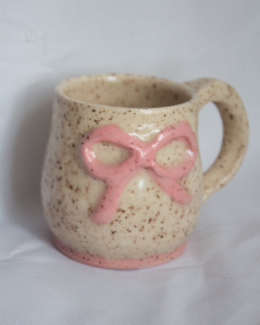 FLAWED GEMS Pink Speckled Bow Mug