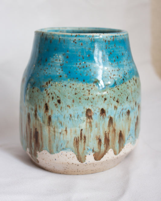 FLAWED GEMS Bright Blue & White Vase