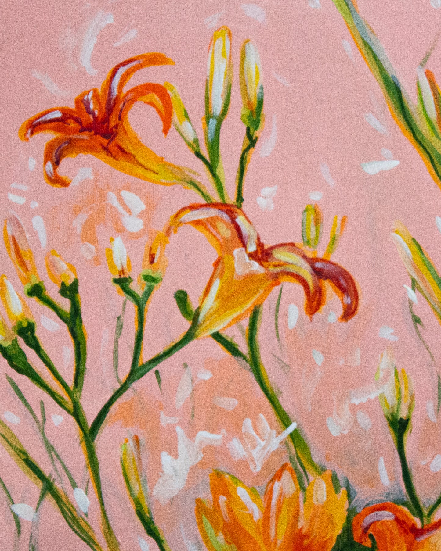 Pink Summer Daylillies No. 2 on Wood Panel