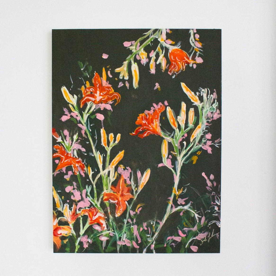 Dark Green Daylillies No. 1 on Wood Panel
