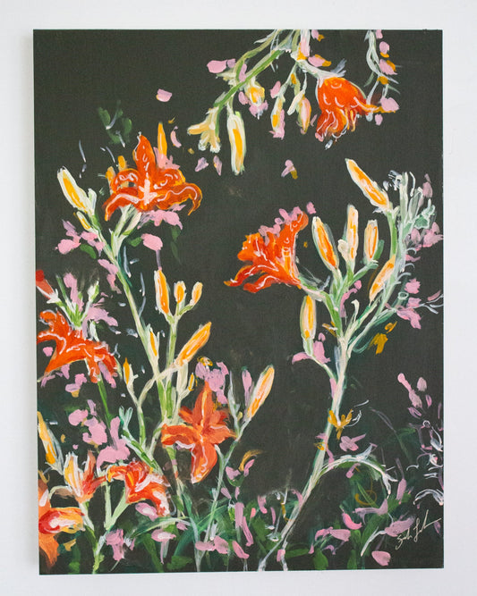 Dark Green Daylillies No. 1 on Wood Panel