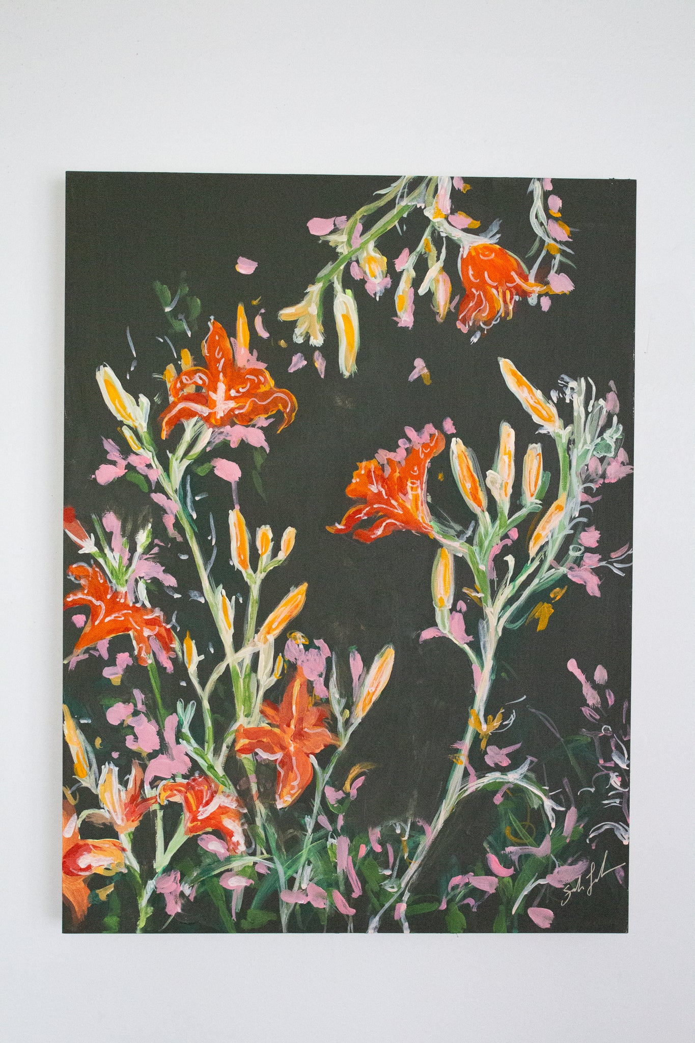 Dark Green Daylillies No. 1 on Wood Panel