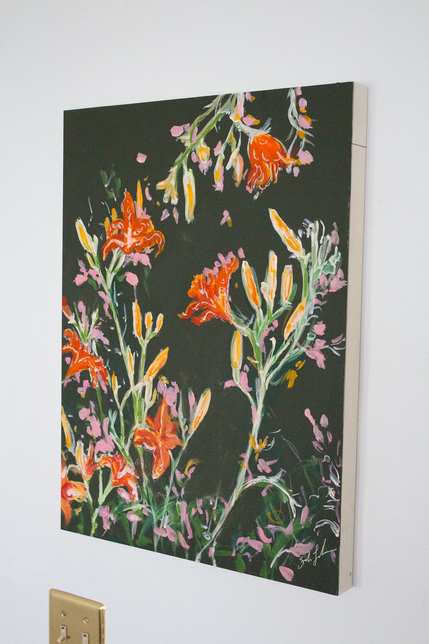 Dark Green Daylillies No. 1 on Wood Panel