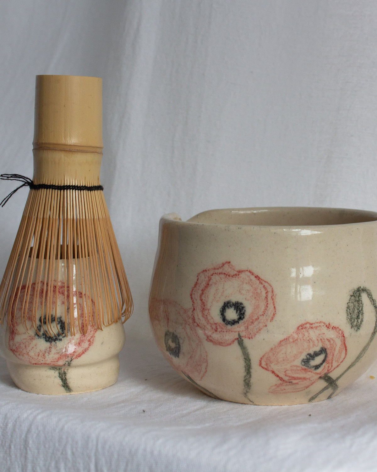 Hand Drawn Poppy Matcha Set No. 29