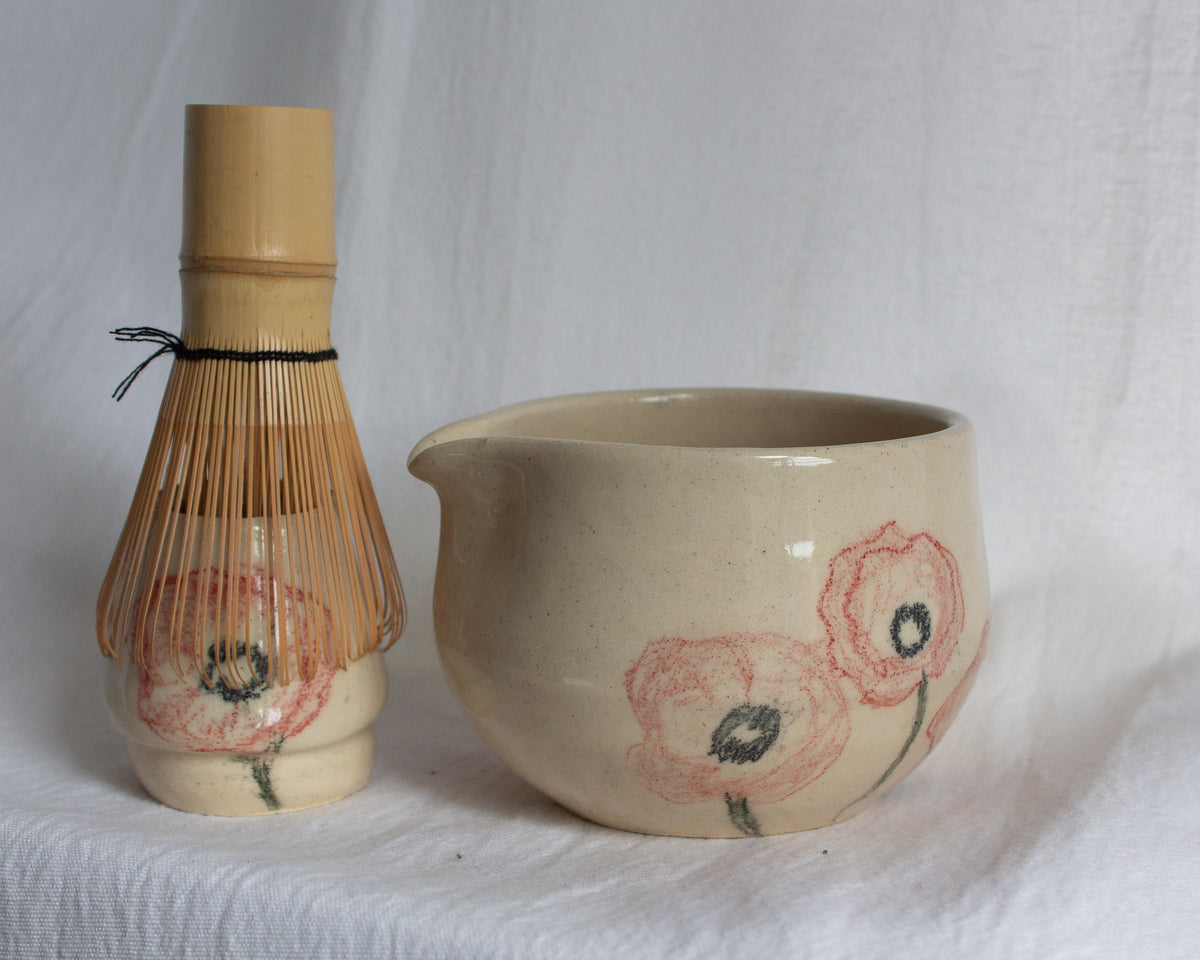 Hand Drawn Poppy Matcha Set No. 29