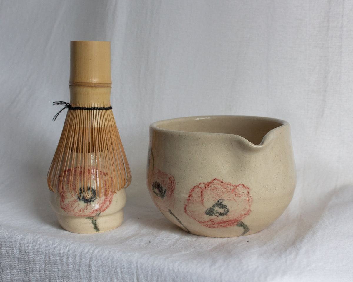 Hand Drawn Poppy Matcha Set No. 29
