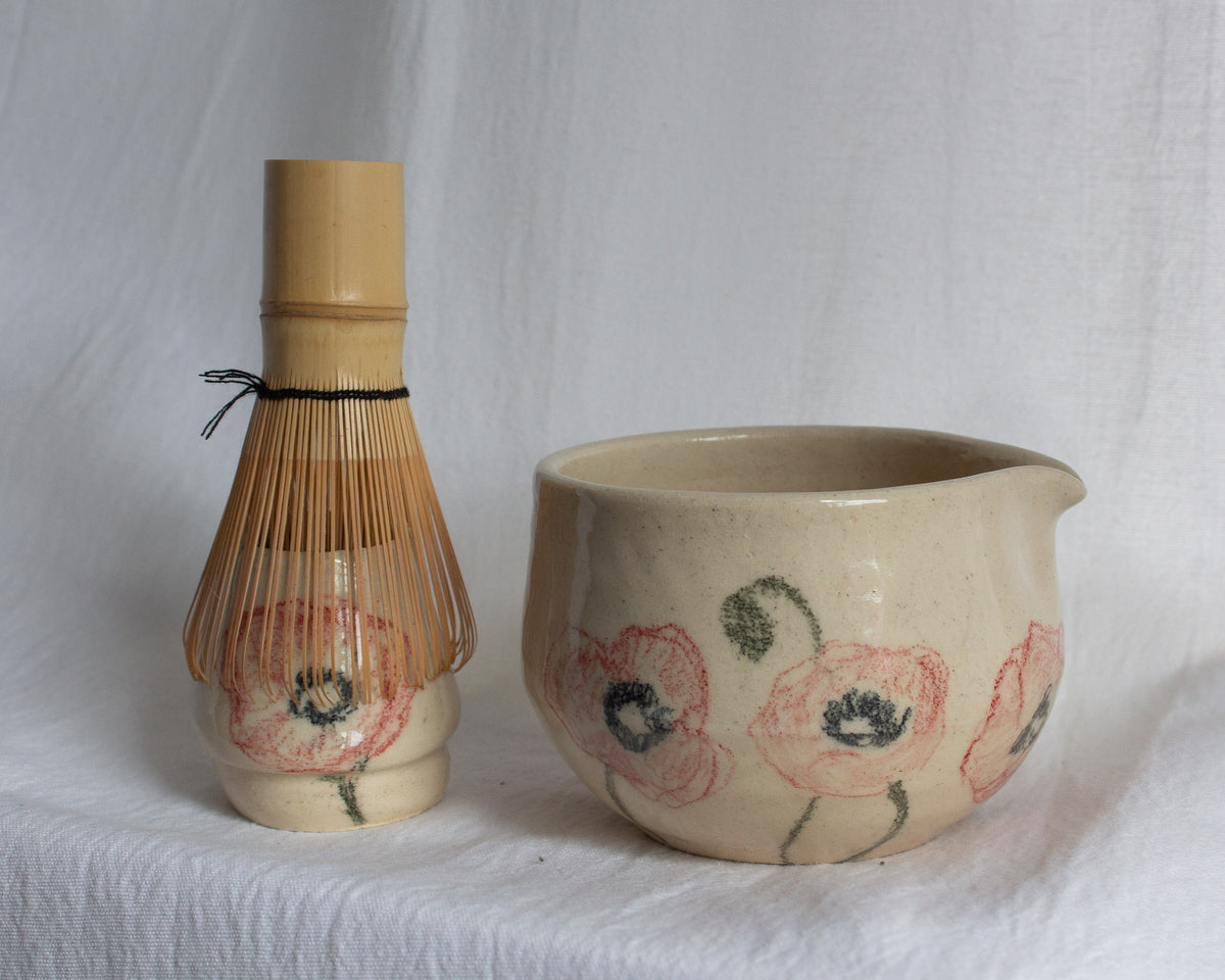 Hand Drawn Poppy Matcha Set No. 29