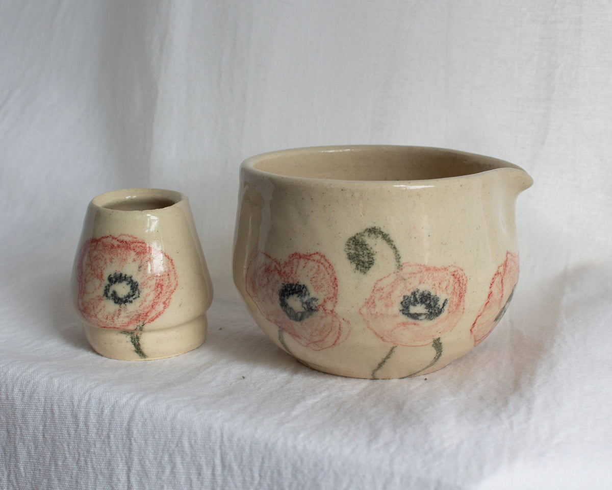 Hand Drawn Poppy Matcha Set No. 29