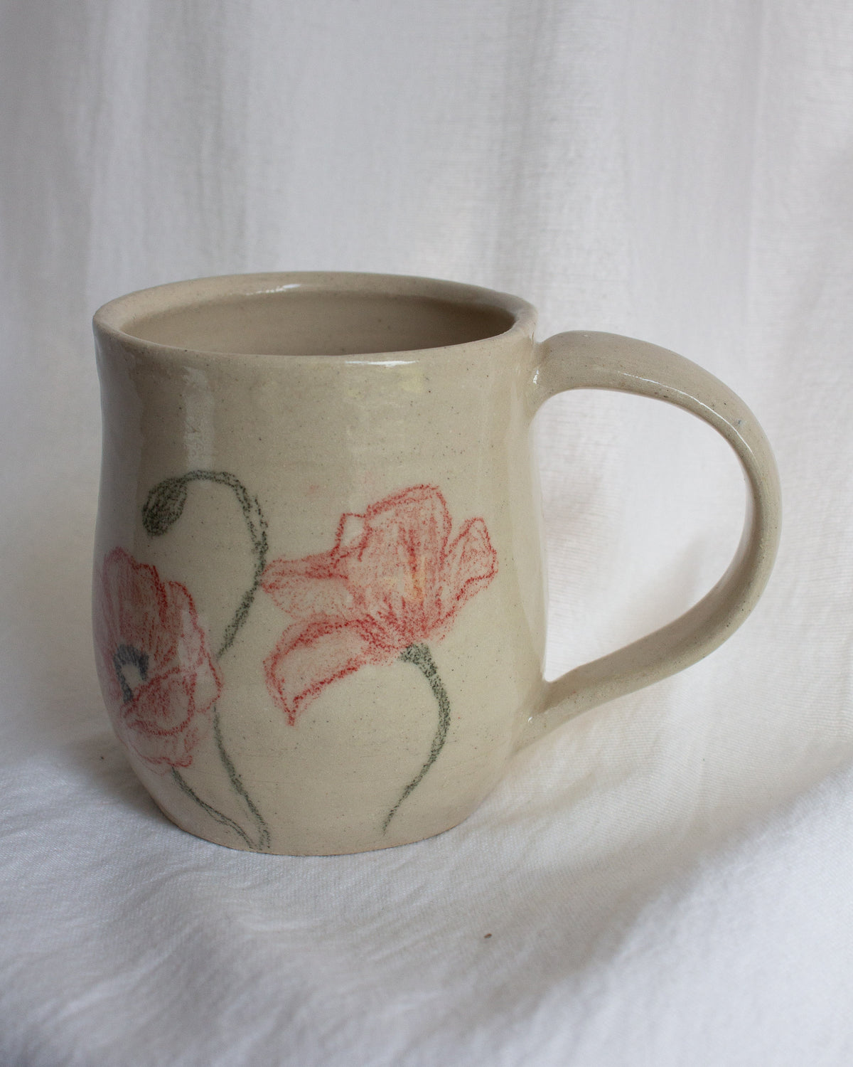 Hand Drawn Red Poppy Mug No. 24