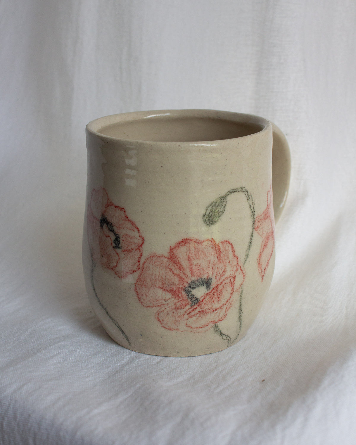 Hand Drawn Red Poppy Mug No. 24