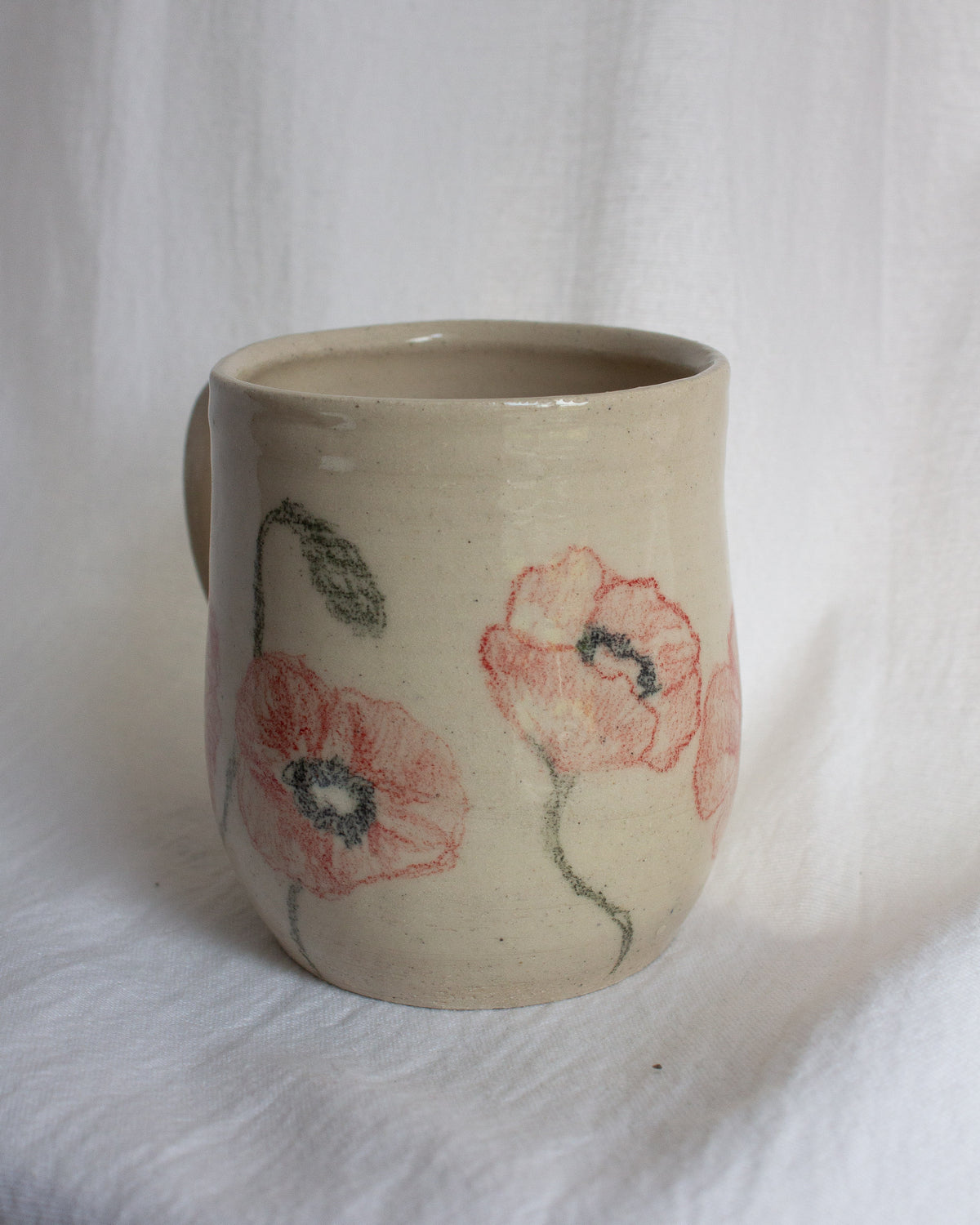 Hand Drawn Red Poppy Mug No. 24