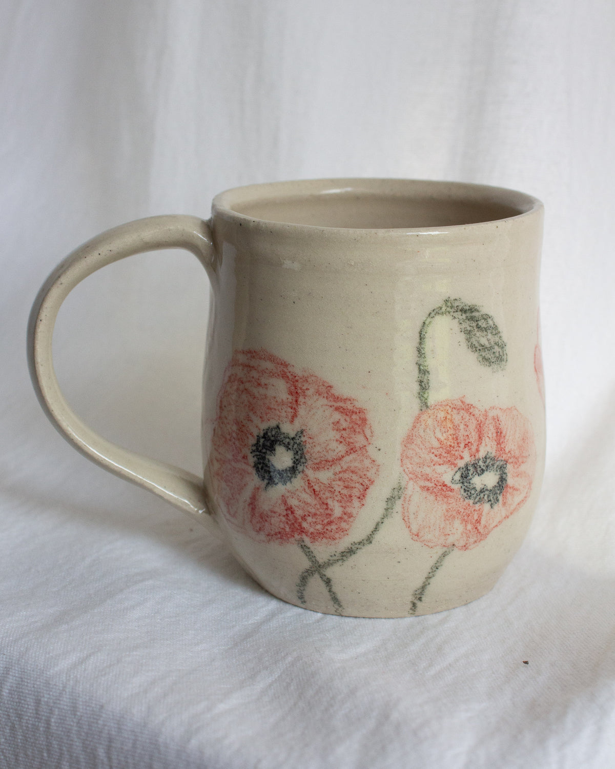 Hand Drawn Red Poppy Mug No. 24
