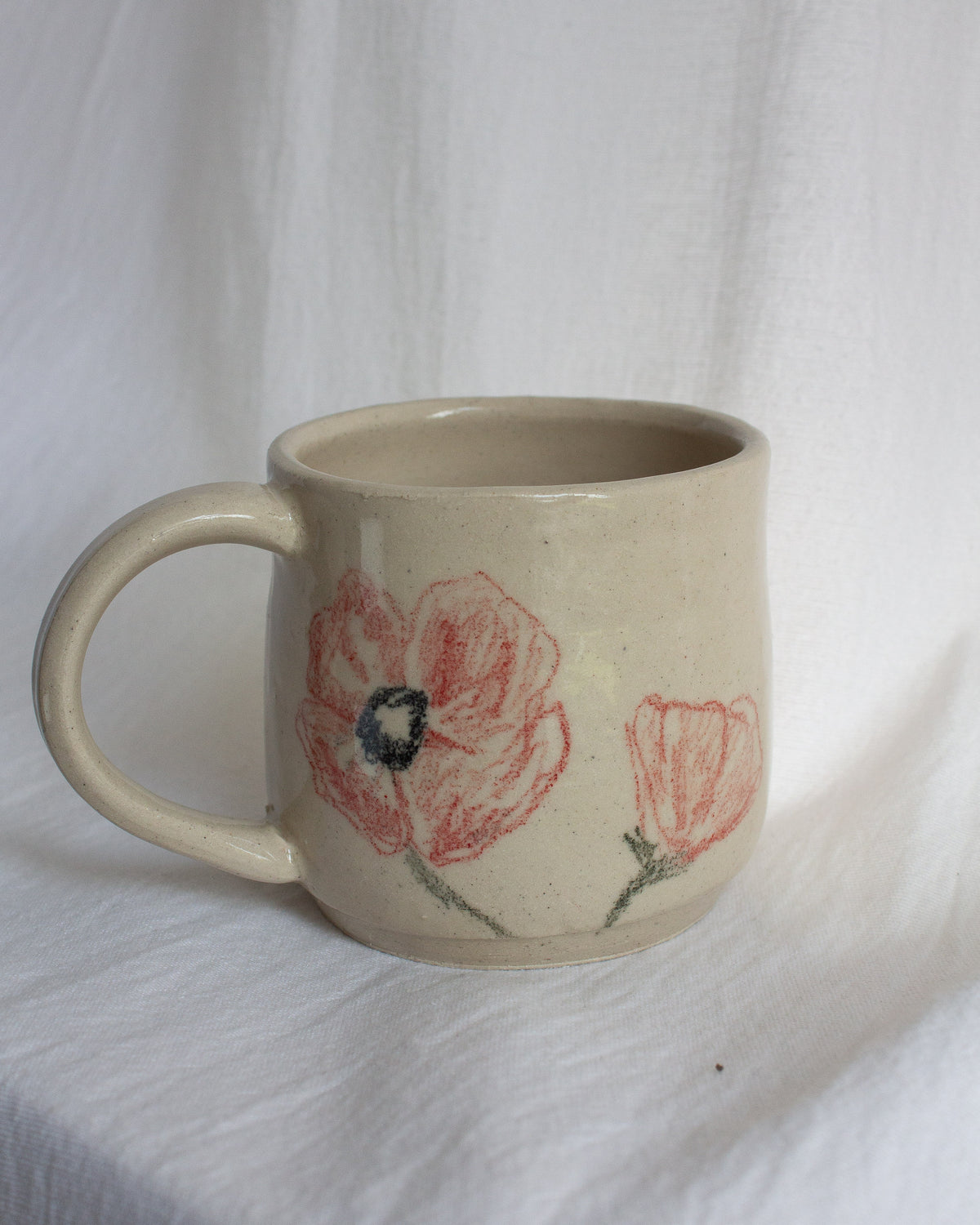 Hand Drawn Red Poppy Mug No. 23