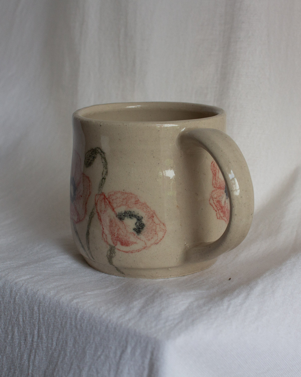 Hand Drawn Red Poppy Mug No. 23